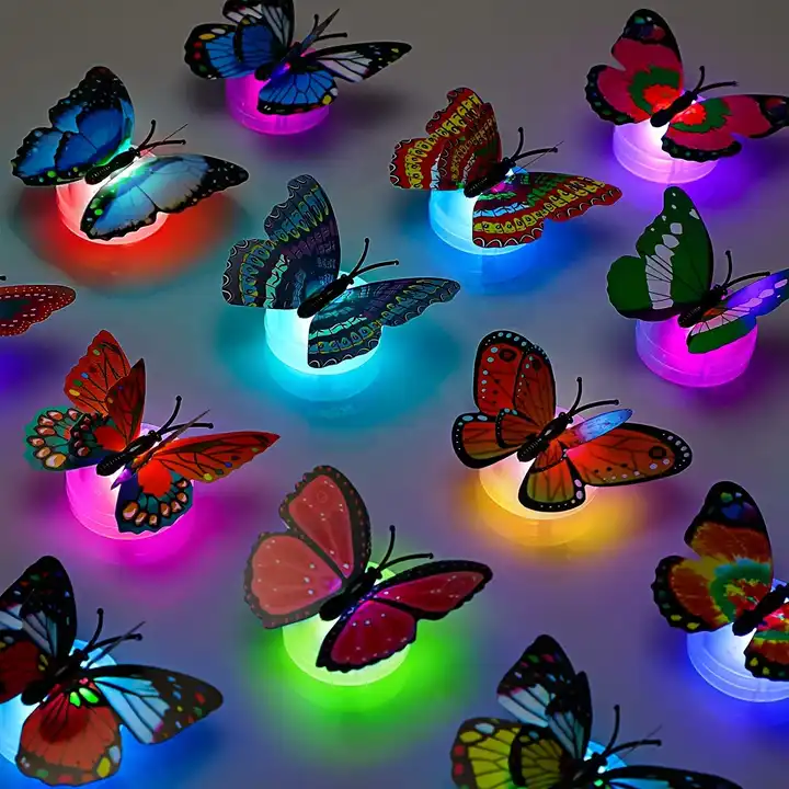8  pcs butterfly Colorful luminous Night lamp